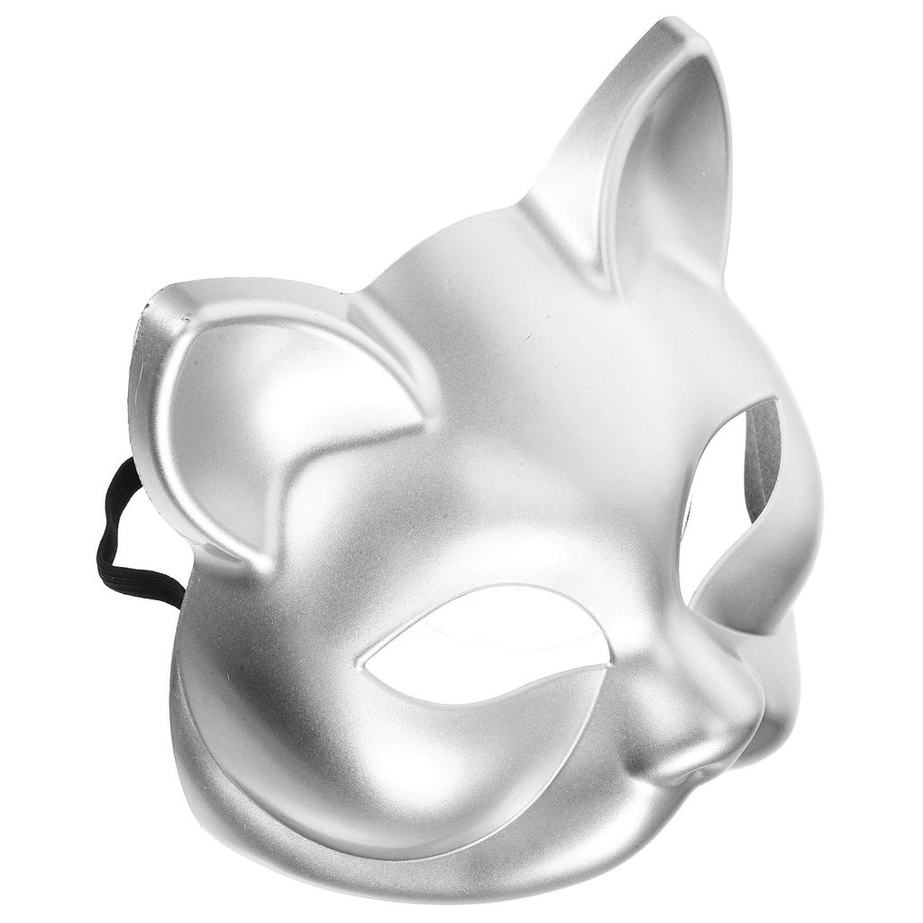 Blank Cat Face Mask Half Plastic Lightweight Paintable Halloween Party Cosplay Masquerade Animal Mask Masks