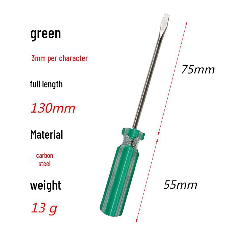 3mm Extended Phillips & Flathead Carbon Steel Screwdriver with Color Strip Handle - Super Hard Industrial Grade Household Tool