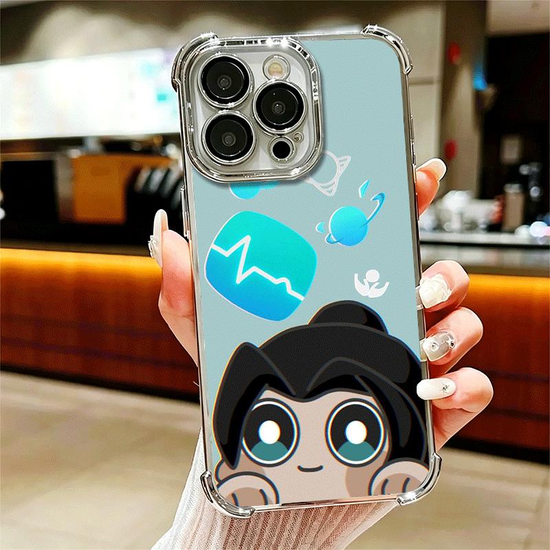 V-Valorant Cute Catoon Plating Phone Case For Iphone 16 17 Pro Max Air 16E 14 15 Plus 12 13 Mini Anti-Fall Airabag Cover