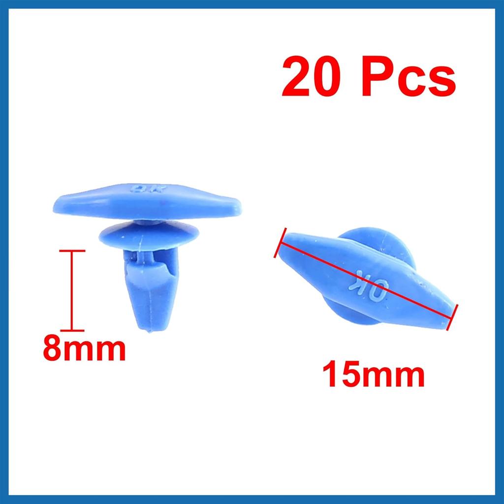 20 Pcs Blue Auto Car Door Card Interior Weatherstrip Rivets Clips Item Replacement