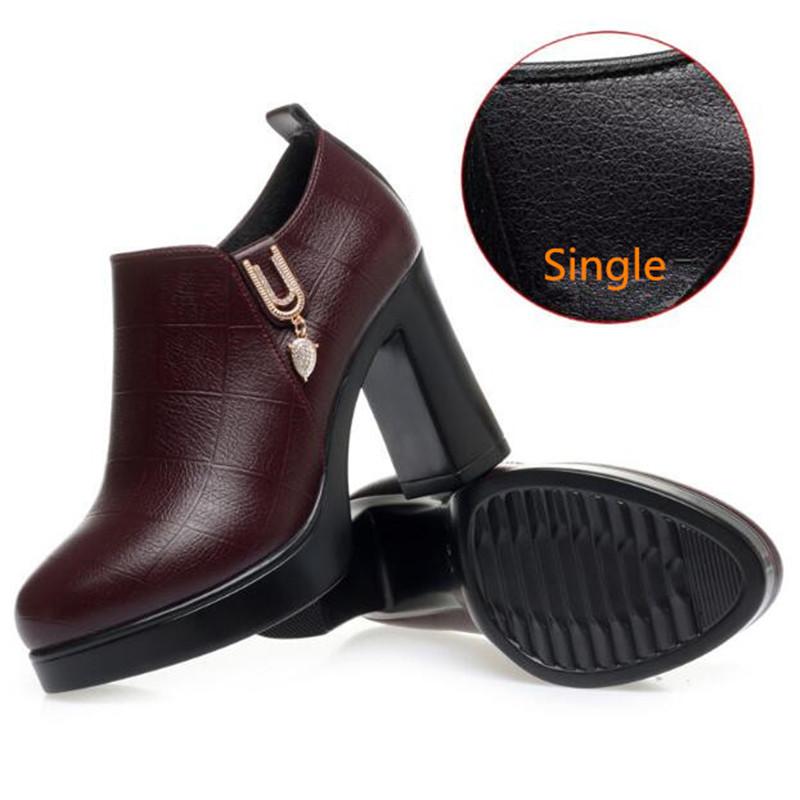 Fashion Black Deep Mouth Women's High Heels Shoes with Fur 2024 Women's Autumn Winter Thick Platform Pumps for Office Model Mom