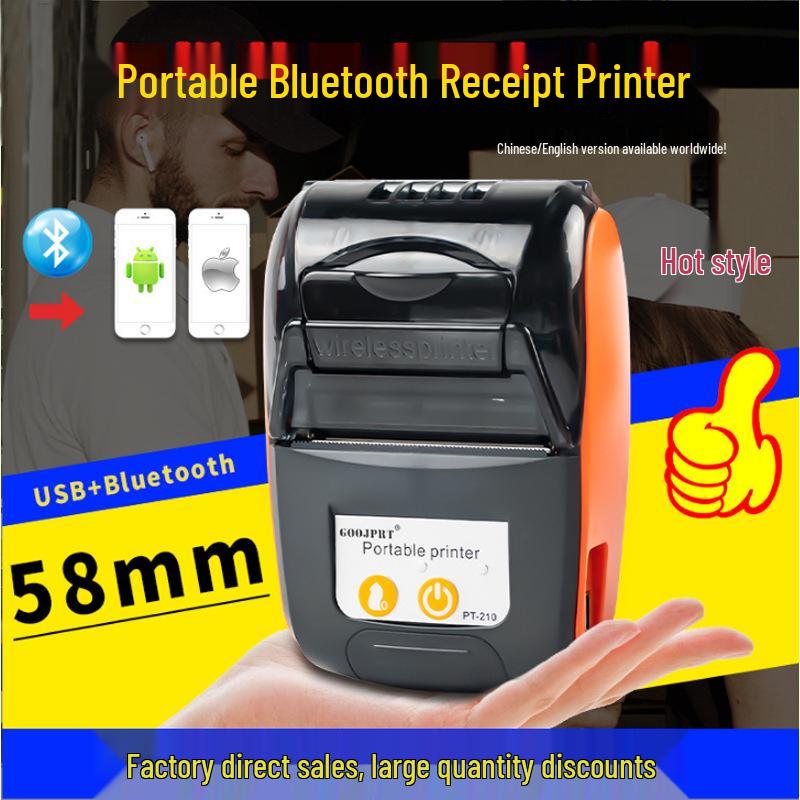 Jingpu 58mm Wireless Bluetooth Thermal Printer for Takeaway & Barcode Receipts