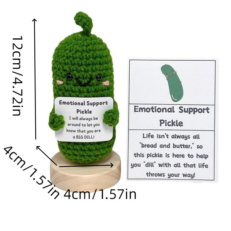 

Handmade Knitted Green Cucumber Toy Stuffed Smiling Pickle Kids Gift Home Decor