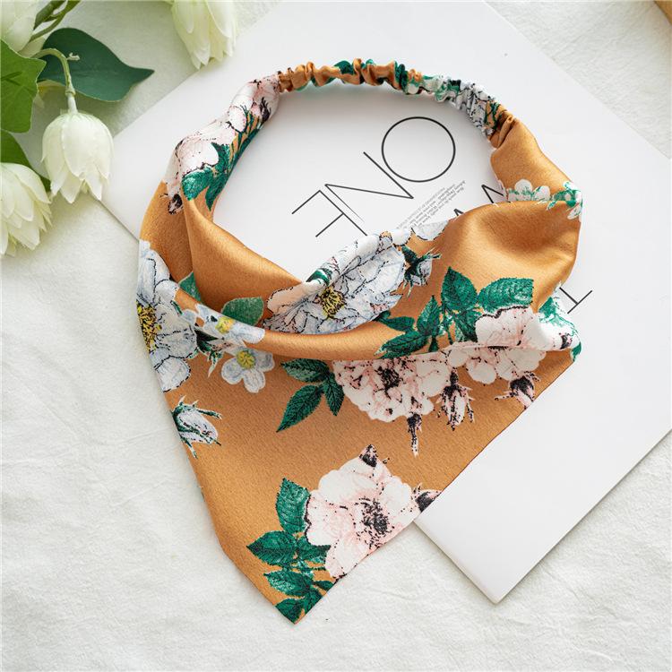 Chiffon Printing Flower Bandana Hair Scarf Headband for Women Vintage Long Ribbon Scrunchie Beach Bandanas Hair Accessories