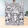 2D Fun Cartoon Mushroom Print Blanket, High Quality Polyester Fleece Flannel Blanket, Soft Comfortable Multi-Functional Throw Bl