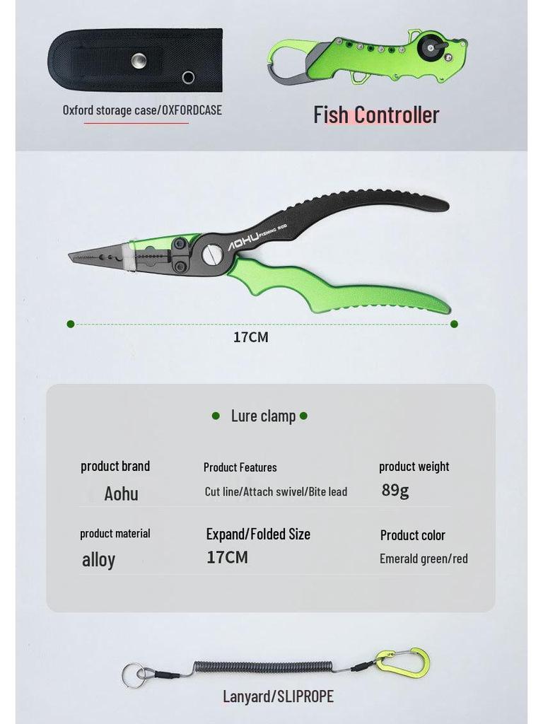 Aohuke Aluminum Fishing Pliers & Gripper - Rustproof, Multifunctional, Fish Holder