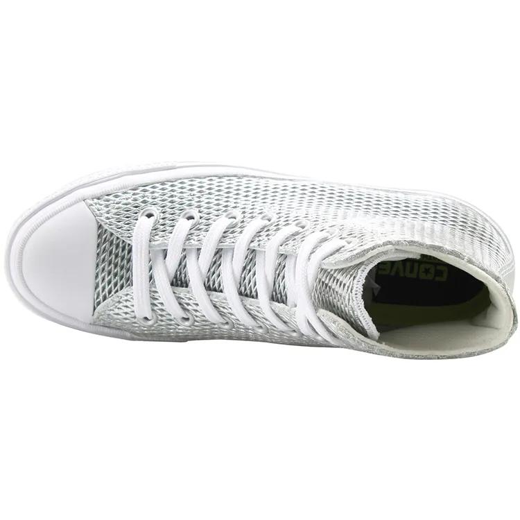 Converse Womens All Star 2 High 'Perforated Metallic Silver' (women's sizes) Silver / White / White Canvas Shoes 555798C