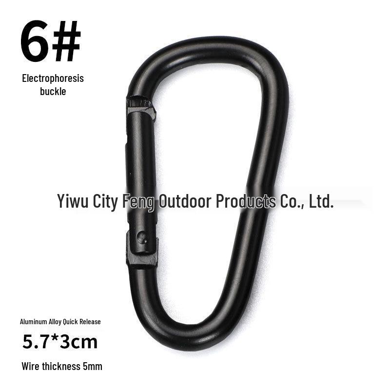 Cross-Type Black Electrophoresis Climbing Buckle with 6D Thickened Hook Keychain Ornament