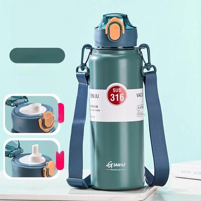 800 ml Edelstahl Thermos Flasche Haushalt Küche Wasser Flaschen Geschirr Tragbare Kaffee Stroh Tasse Mit Deckel