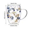 Dry Flowers Double Wall Glass Cup With Handle 350ml Double Layered Mugs Coffee Cups Heat Resistant Milk Mug Kitchen Supplies