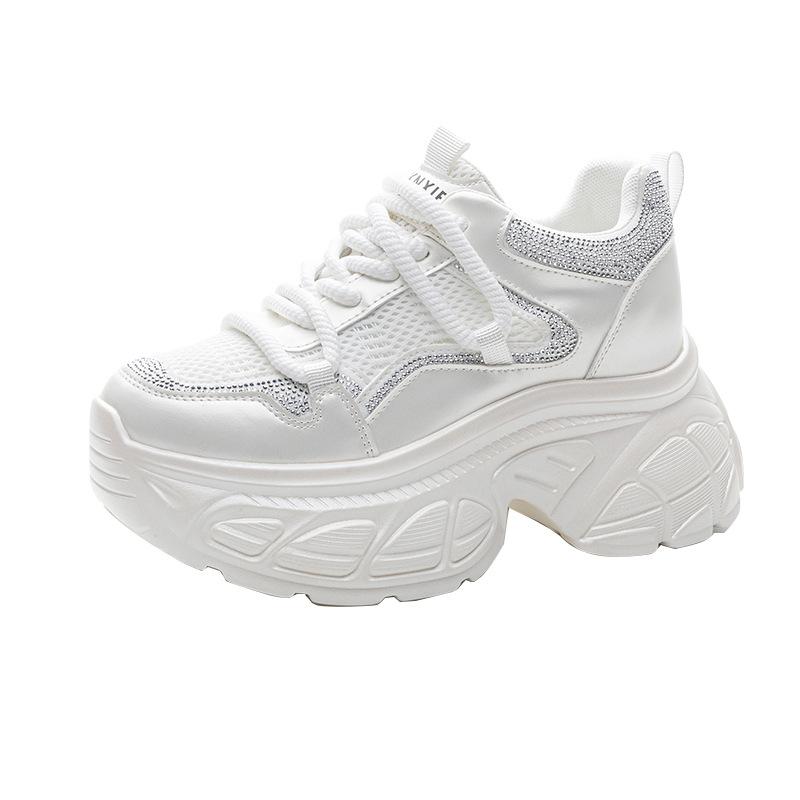 Spring and summer new lightweight breathable soft-soled dad shoes women's outdoor running shoes cool rhinestone sports and leisure shoes