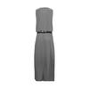 Women Beach Dress Round Neck Sleeveless Elastic High Waist Maxi Dress