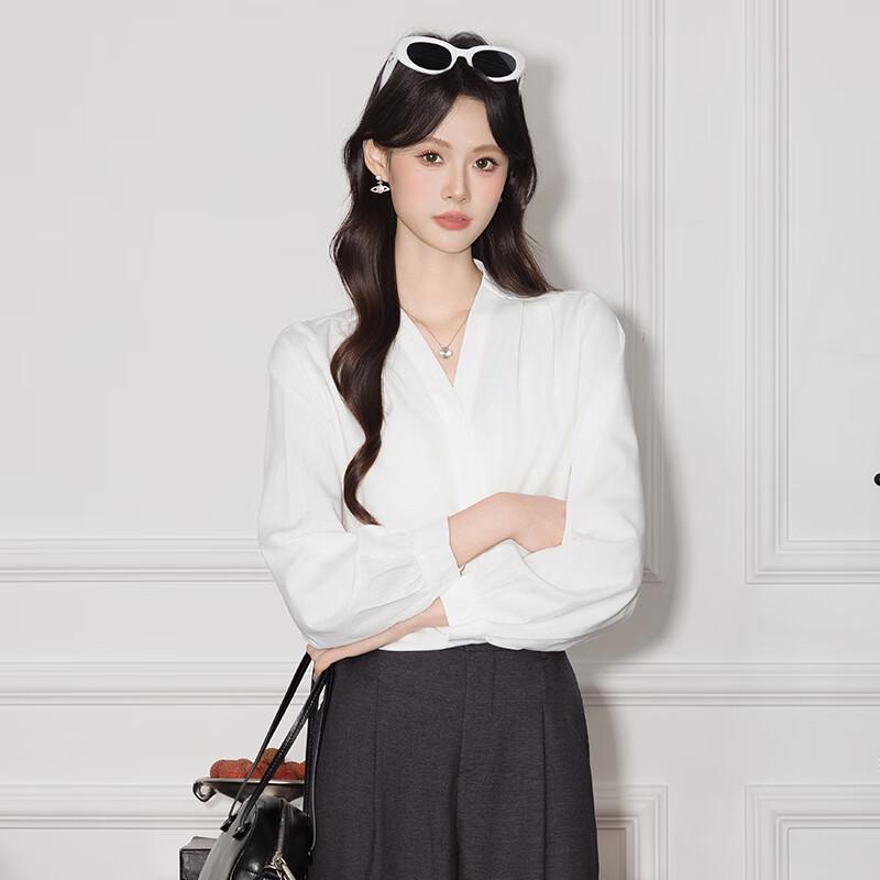 Women's V-Neck Wrinkle-Free Chiffon Blouse