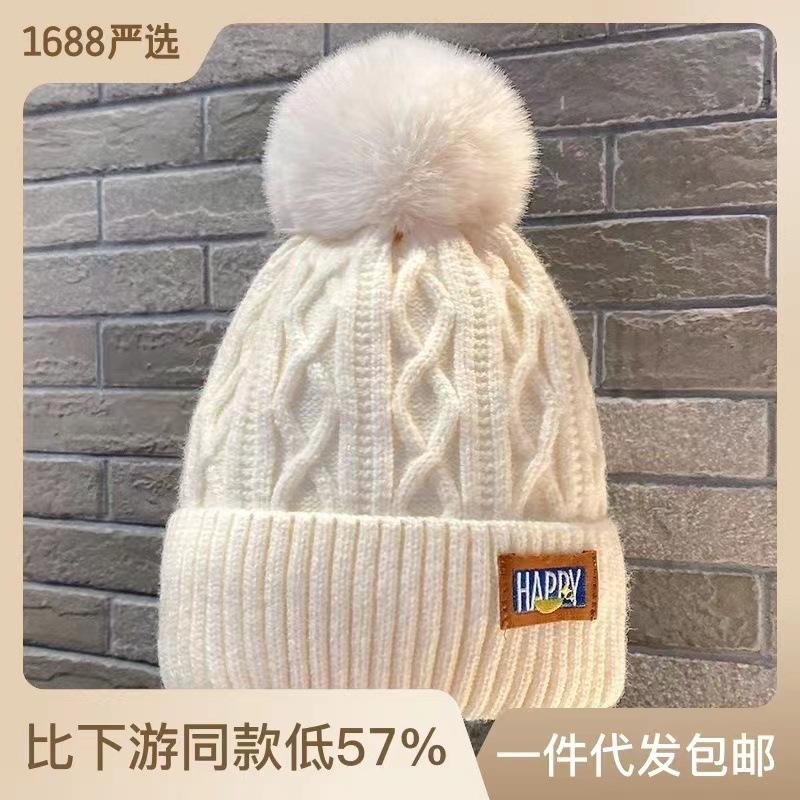 1PC Winter New Velvet Warm Knitted Hat Korean Edition Cold Hat Fashionable and Simple Face Showing Small Knitted Women's Hat