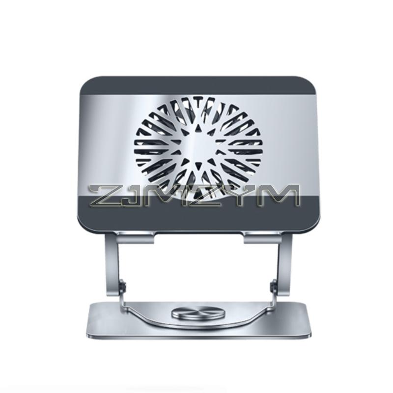 Desktop Laptop Stand 360° Rotatable Metal Tablet Cooling Stand with Folding Fan Radiator Support Lift Anti-skid