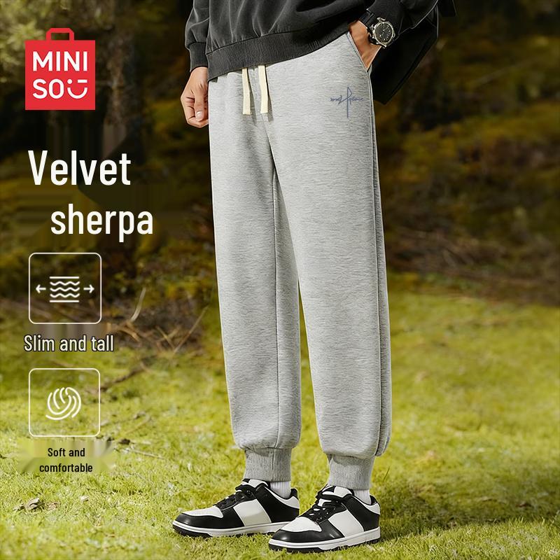 MINISO Men's American Casual Fleece Lined Heavyweight Jogger Pants