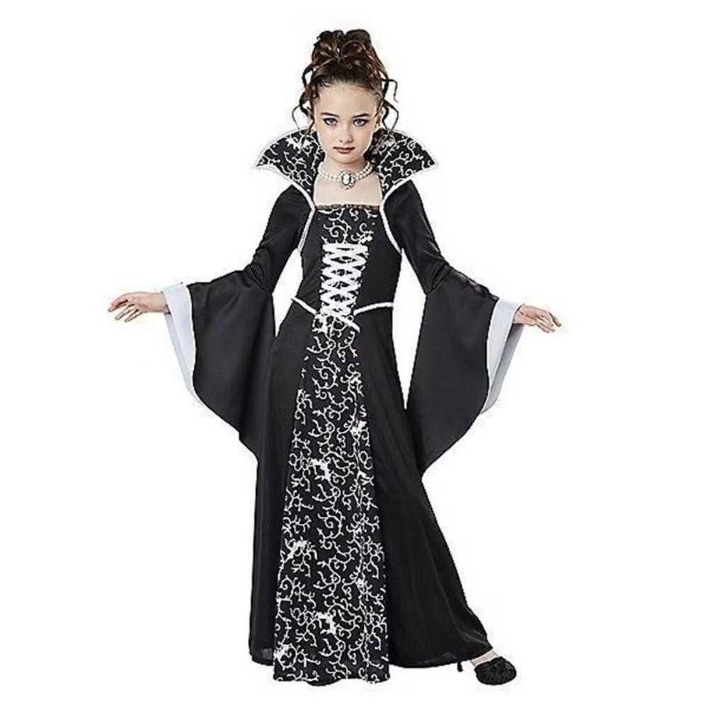 Girls Size 4-12Y Witch Cosplay Costume Black Color Cosplay Dress Gown  Cosplay Events