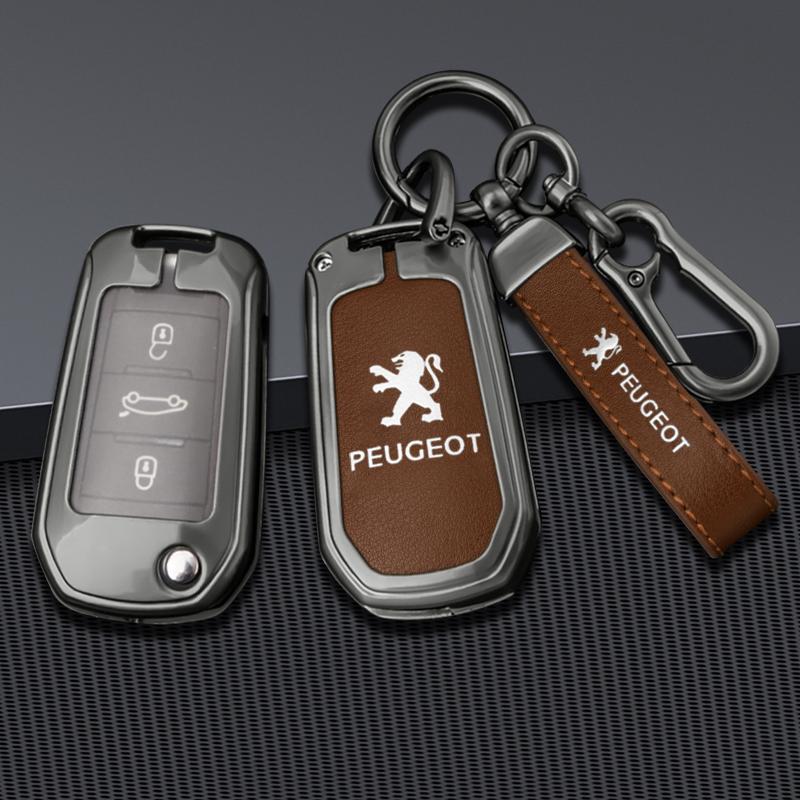 Neues Leder Schlüsselanhänger Zubehör für Peugeot 208 2008 301 308 508 5008 RCZ Auto Klappschlüssel Fernbedienung Hülle Abdeckung Schutz Schale Schlüsselanhänger