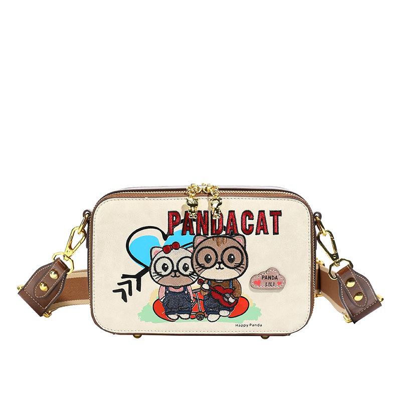 New Cartoon Women's Bag, Simple Casual Small Square Bag, Contrasting Color Commuting Shoulder Crossbody Bag