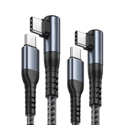 Direct 60W Type-C Fast Charger Cable 1m Right-Angle USB C To C with PVC Jacket and Braid Shielding for Mobile Phone