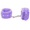 Couple Bondage Faux Leather Plush Cuffs Chain Adult Sex Game Restraint Handcuffs