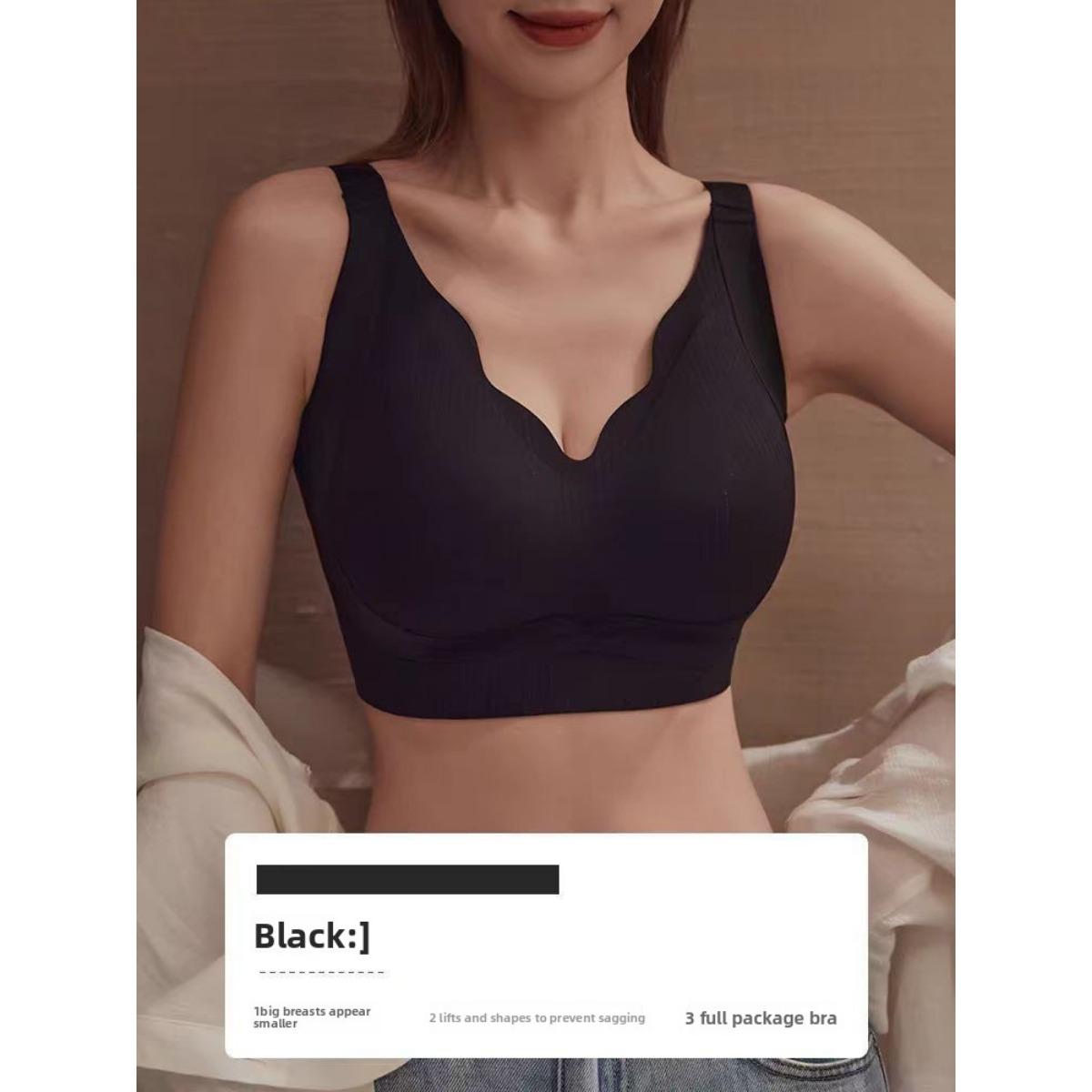 

Large Size Lifting Bra for Women with Large Chest and Small Underwire Bra, Gathered and Side Retracted, Anti Sagging Accessory Bra, Top Support Bra M чорний