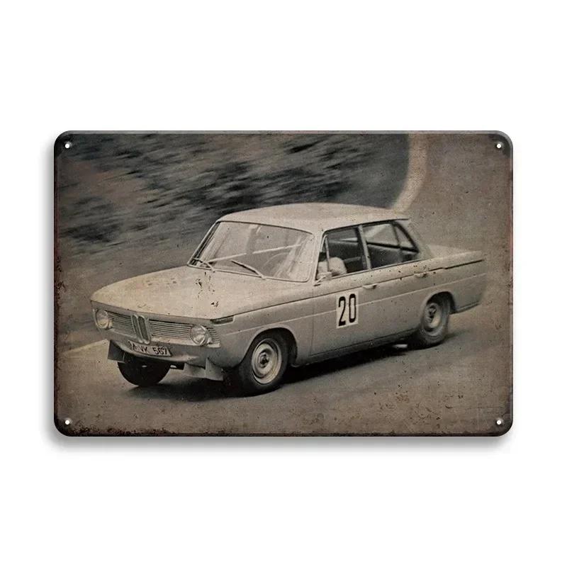 Vintage Fahrzeug Metallblechschild Plakette Retro Blechmalerei Rennwagen Poster Wandkunst Aufkleber Heimbar Garage Dekoratives Plat
