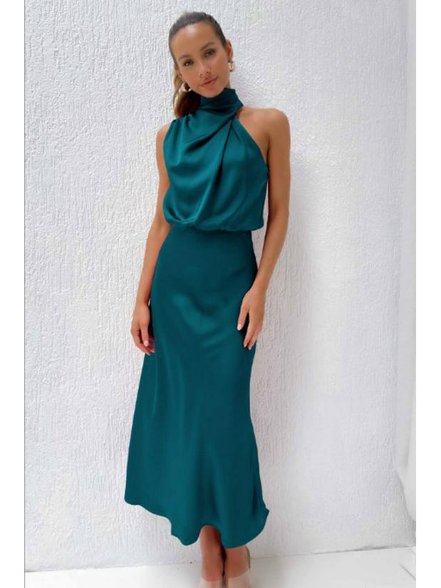 2023 Spring/Summer Elegant Satin Sleeveless Evening Dress - European & American Style