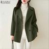 ZANZEA Women Casual Turn Down Collar Long Sleeve Thin Cardigan Trench Coats