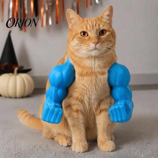 Playful Cat Dress-up Items Muscle Arms, Hilarious 3D Printed Muscular Pet Lightweight Arms for Kittens Shoulder Attachment Feline Cosplay, Fun