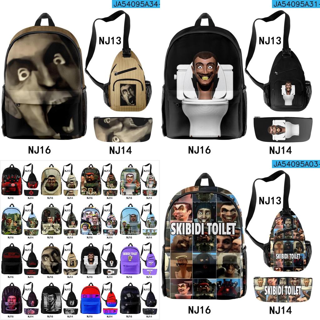 2023 New Skibidi Toilet Prank Backpack Set Oxford Cloth Unisex 20l Capacity Breathable