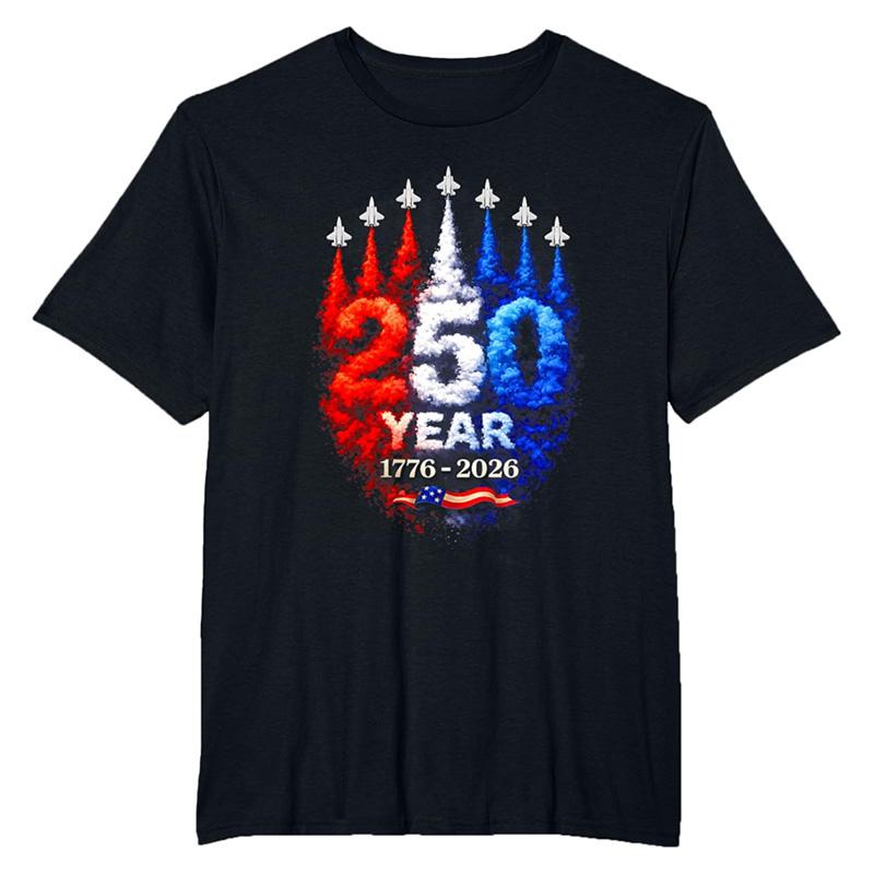 250 Years Of American Independence Commemorative T-shirt Men Women Round Neck Short Sleeve Black T Shirts Daily Casual Fashion