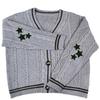VEZFAA Women's Fashion Casual Star Print Fall Winter Long Sleeve V-Neck Sweaters