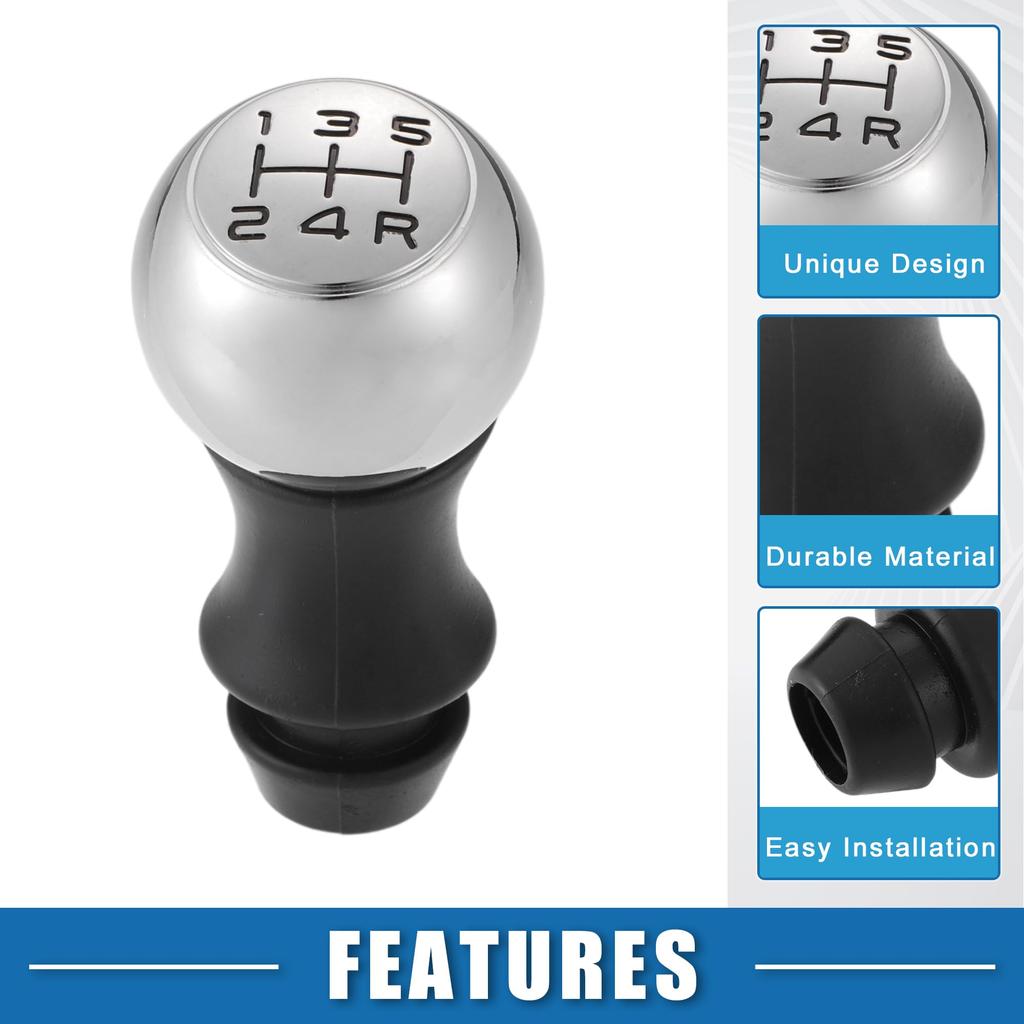 A ABSOPRO Shift Knob Gear Shifter for Peugeot Easy Tone 106, 5-Speed Manual, Operation, Plastic, Black/Silver