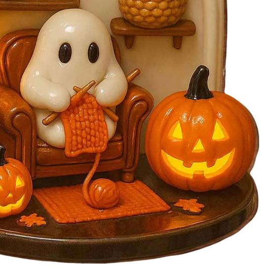 Halloween Ghost Ornament Acrylic Ghost-Themed Reading Cooking Painting Ornament Tree Hanging Decoration for Indoor Home Decor