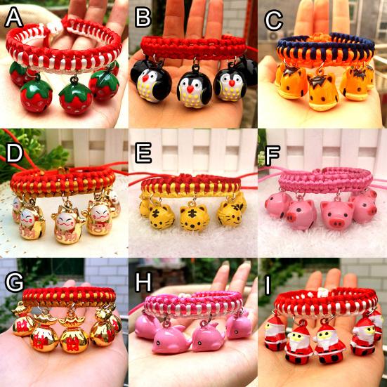 Fashion Braided Dog Collar with Cartoon Figure Bells Puppy Necklace Pet Supply