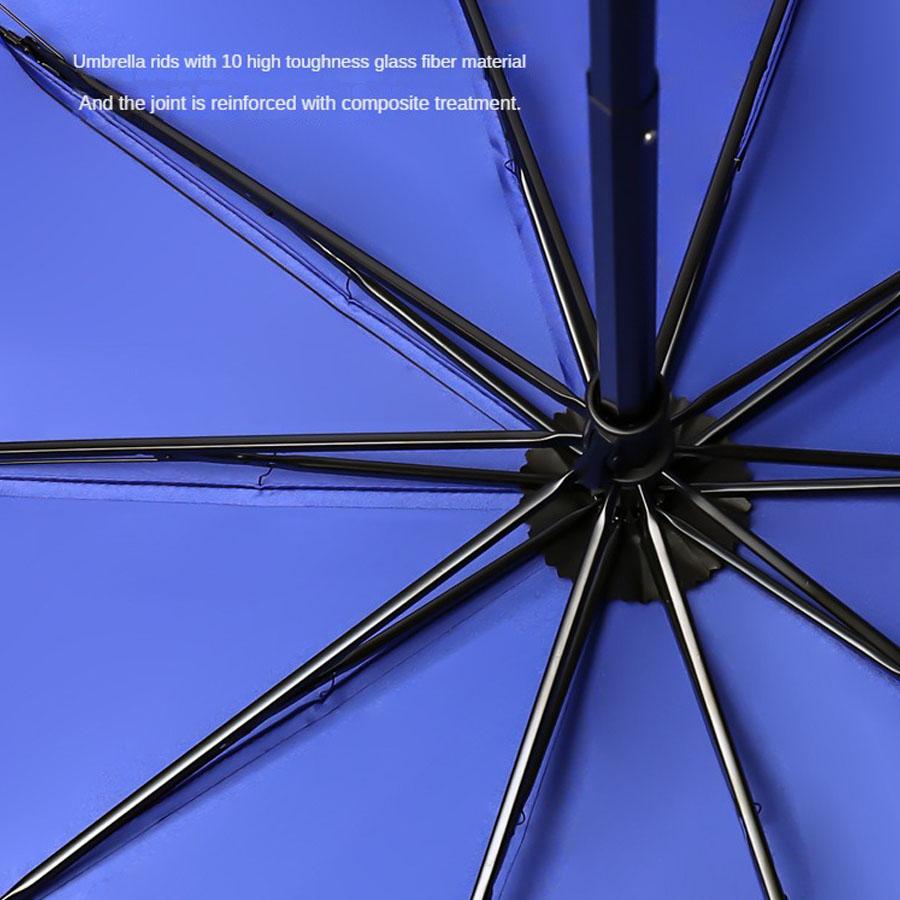 Triple fold folding umbrella, windproof reinforced thick business umbrella for both men and women, dual-use umbrella for rainy a