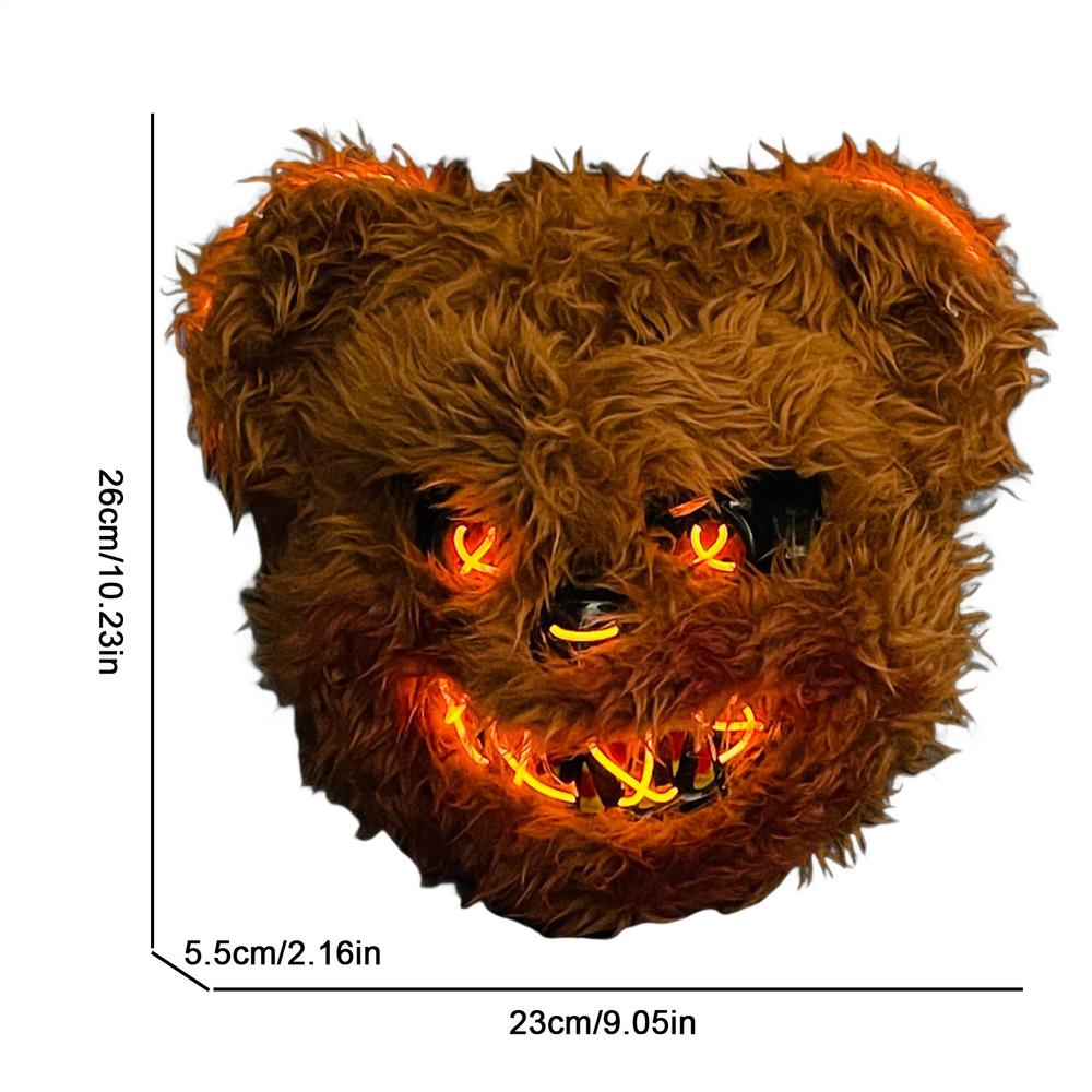 

Жахливий Заєць Ведмідь Хелловінська Вечірка Світлодіодна Маска З Підсвіткою Костюм для Косплею Сяюча Маска на Все Обличчя Страшна Маска Маскарад