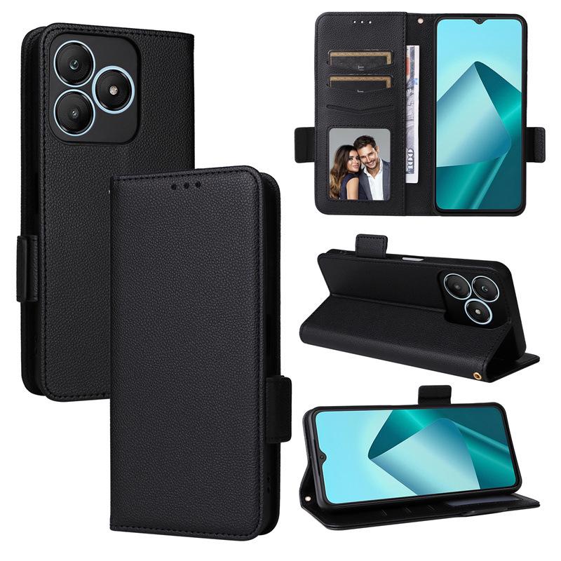 Wiko T20 Lychee Pattern Leather Case with Card Slot & Lanyard