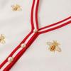 High Quality Fashion Bee Embroidery Cardigan Long Sleeve Single Breasted Contrast Color Button Knitted Sweaters