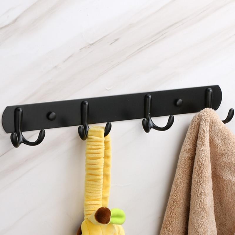 Wall Mounted Coat Rack 4 Rustproof Duals Hooks Practical Metal Hanger For Bathroom Kitchen Living Room