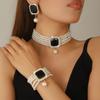 3Pcs/set Short Style Women'S Fashion Jewelry Set Imitation Pearl Rhinestone Jewelry Set  Banquet
