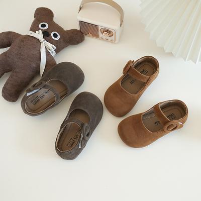 Fashion Girls' Shoes Spring New Retro Kids Shoe Anti Slip Girls' Leather Shoe Soft Soled Child Leather Shoes Simple Bean Shoe