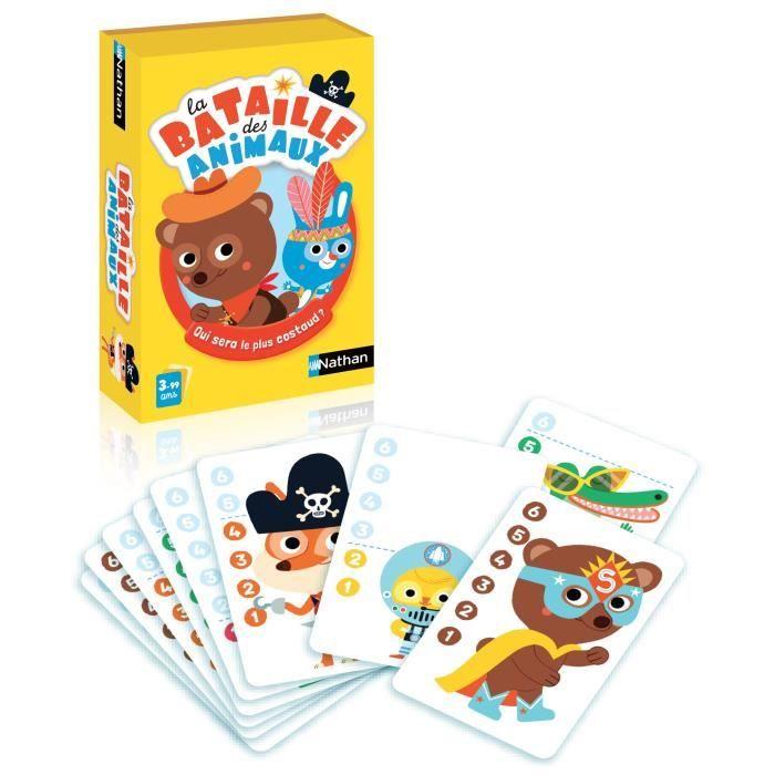 Jeu de cartes - nathan - la bataille des animaux - animaux rigolos - 3 ans et plus