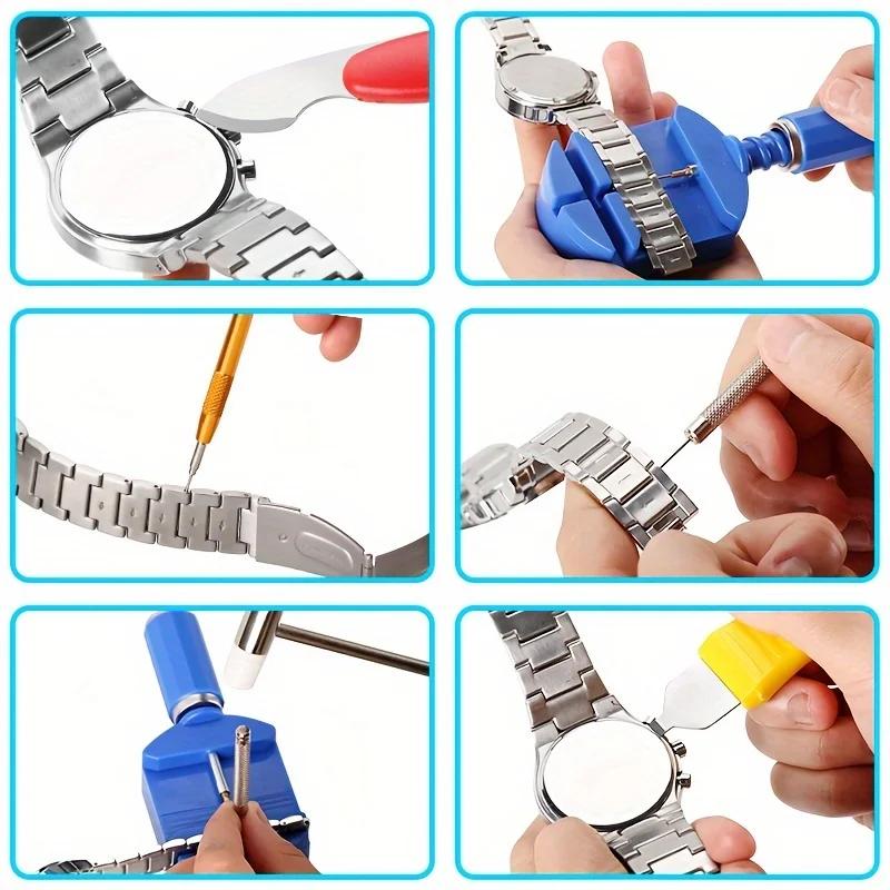 147PCS Watchmaker Watch Repair Repairing Tools Kit Case RemoverOpener Bar Set Watch Spring Pin Bars and Back Case Opener Screw