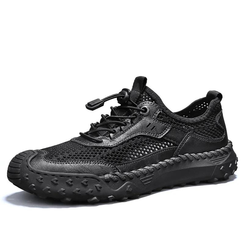 Fashion Men Sneakers Breathable Leather Casual Shoes Mesh Men Shoes Summer Comfortable Mesh Men Loafers Outdoor Walking Zapatos Hombre