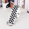 Grid Printed Canvas Belt And Double Loop Buckle Made Of Nylon Woven Material