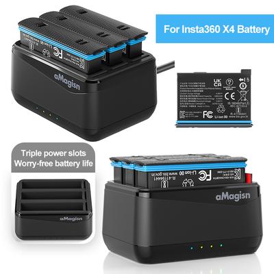 3-slots Fast Charge Hub with Misro SD Card Slots Fast Battery Charger for Insta 360 X4 Accessories