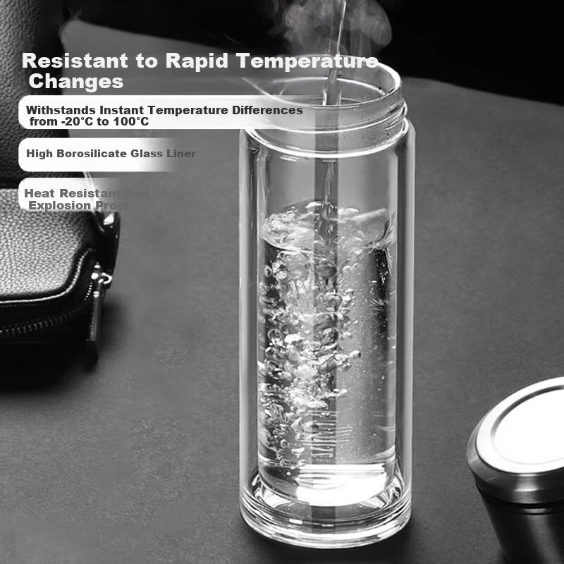 ZARVYRELAXED Tea Infuser Double-Layer Borosilicate Glass Cup Large Capacity 304 Stainless Steel Tea Strainer Business Heat-Resistant Water Cup