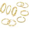 Bobisty Gold-plated Stackable Rings for Women Non Tarnish Open Adjustable Ring Cubic Zirconia Dainty Promise Thin Thumb Ring Set